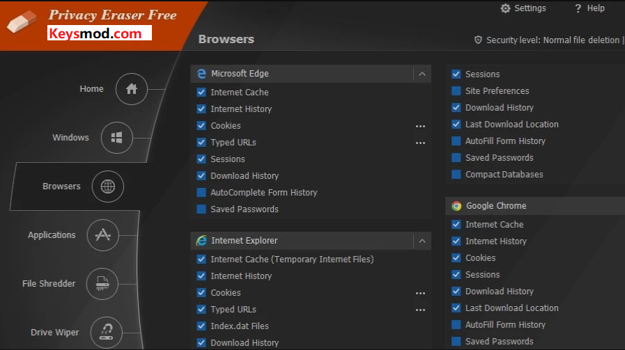 Privacy Eraser Free Browsers